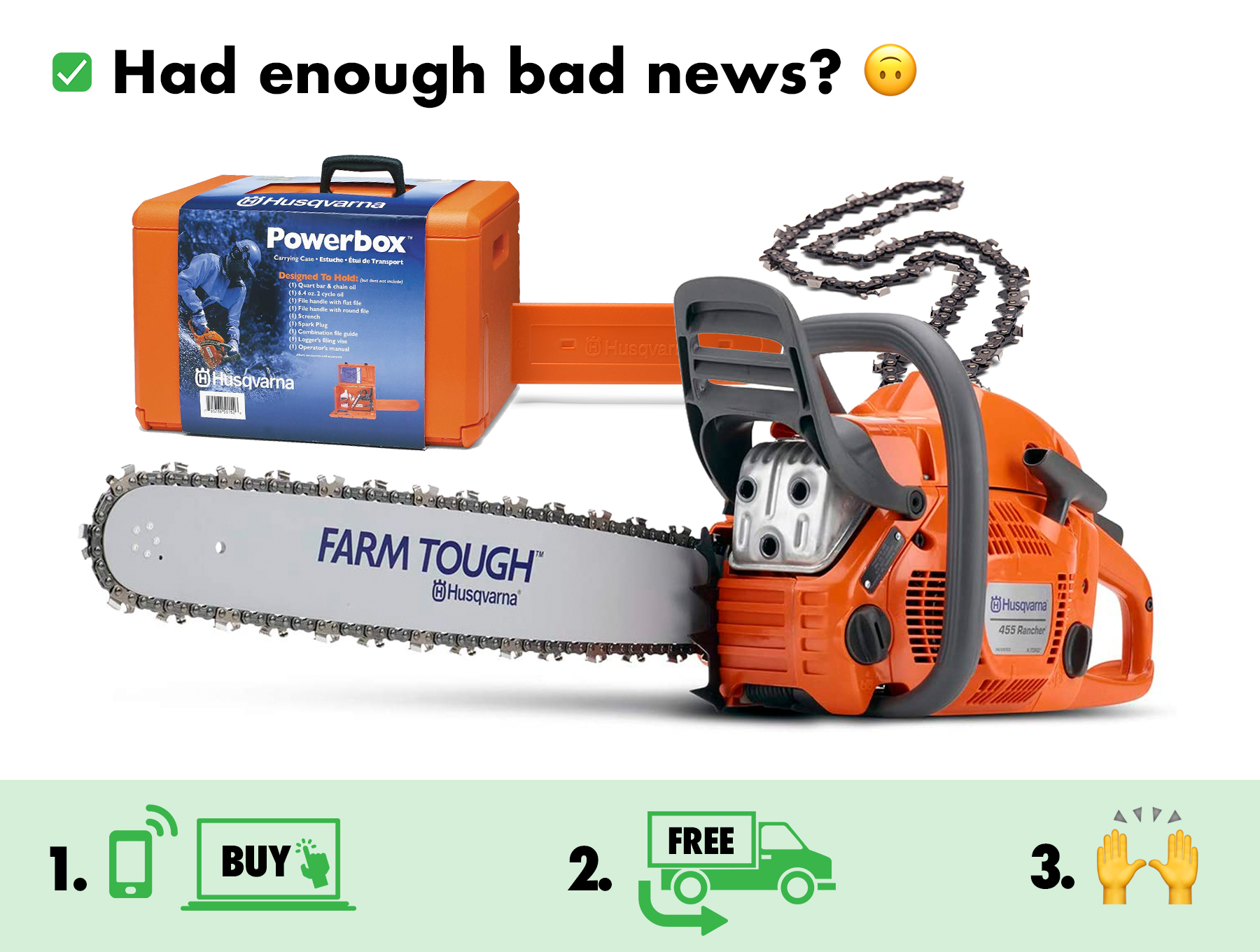 Get free powerbox chainsaw case, free Husqvarna replacement chainsaw